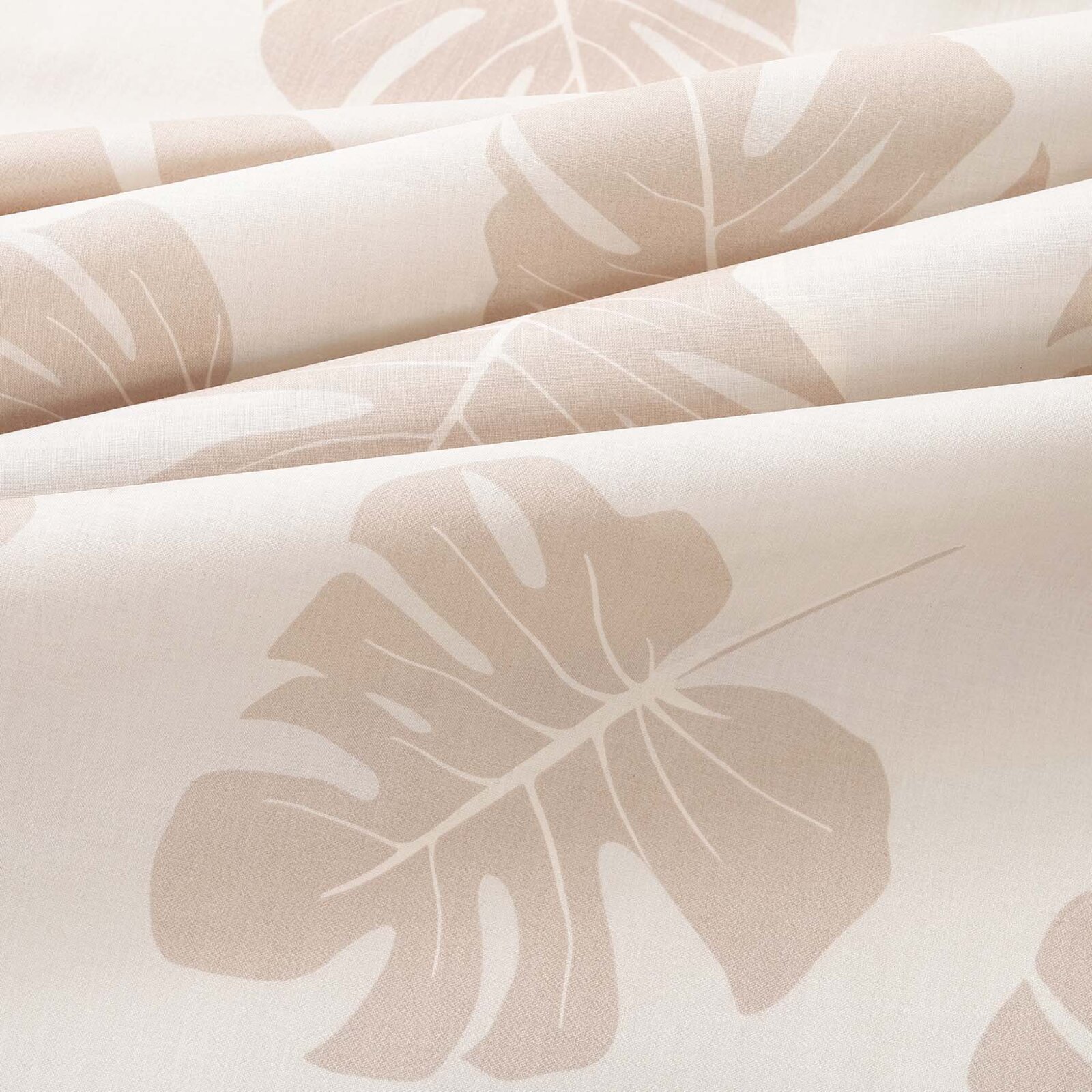 Baumwollstoff - Tropische Blätter auf Beige