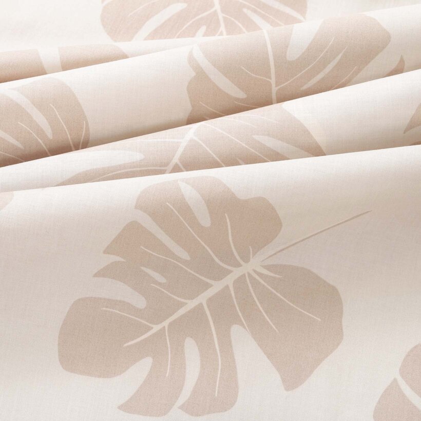 Baumwollstoff - Tropische Blätter auf Beige