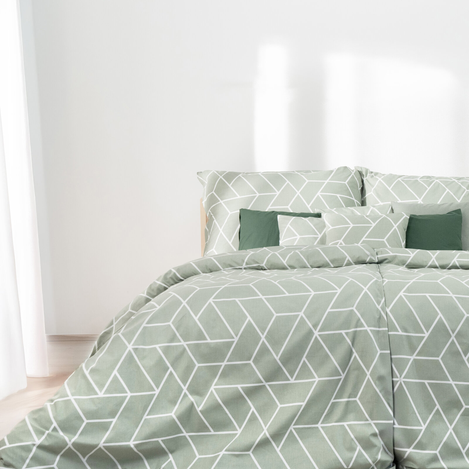 Bettwäsche aus Baumwolle - Mosaik auf Salbeigrün