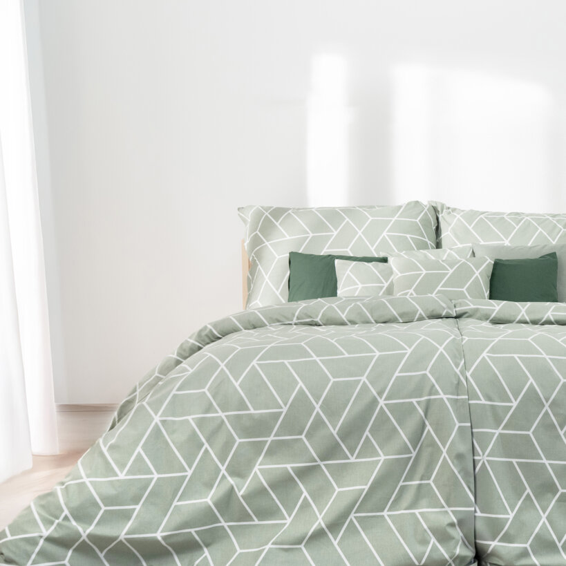 Bettwäsche aus Baumwolle - Mosaik auf Salbeigrün