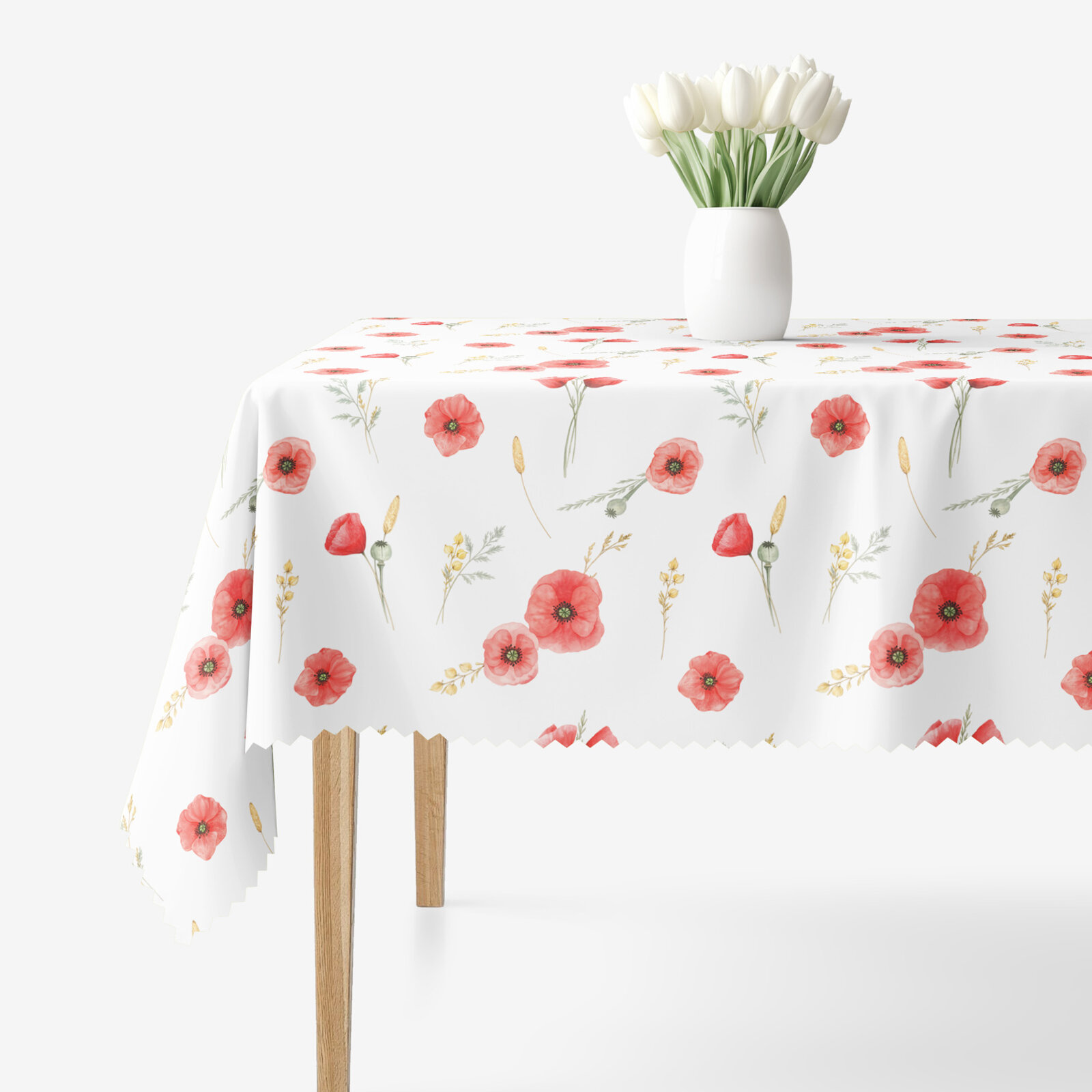 Eckige Teflon-Tischdecke - Mohnblumen