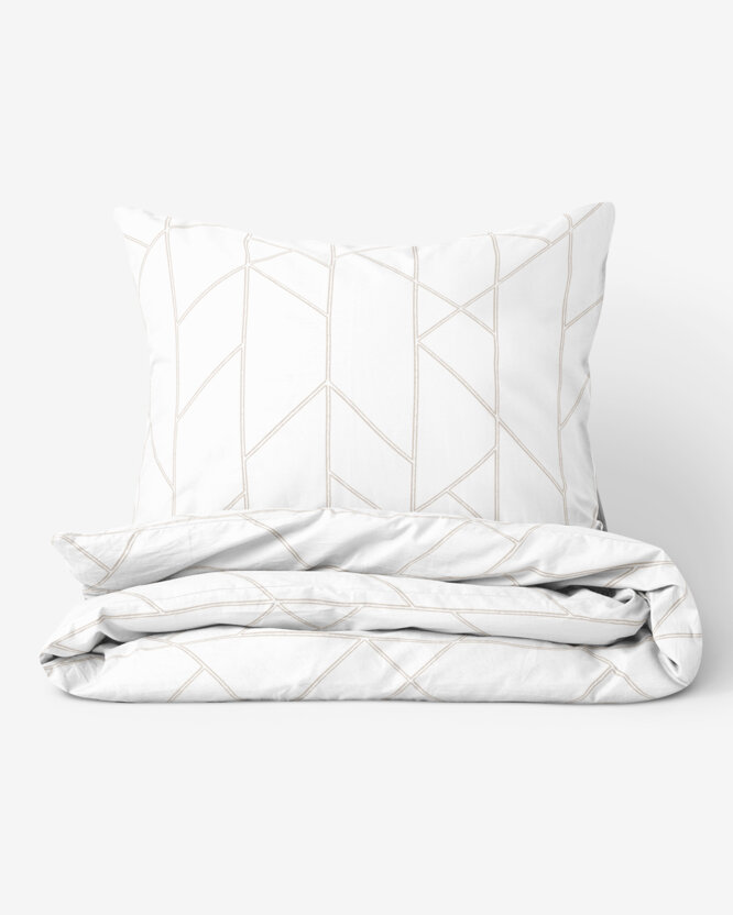 Bettwäsche aus Baumwolle - Geometrische Linien auf Weiß
