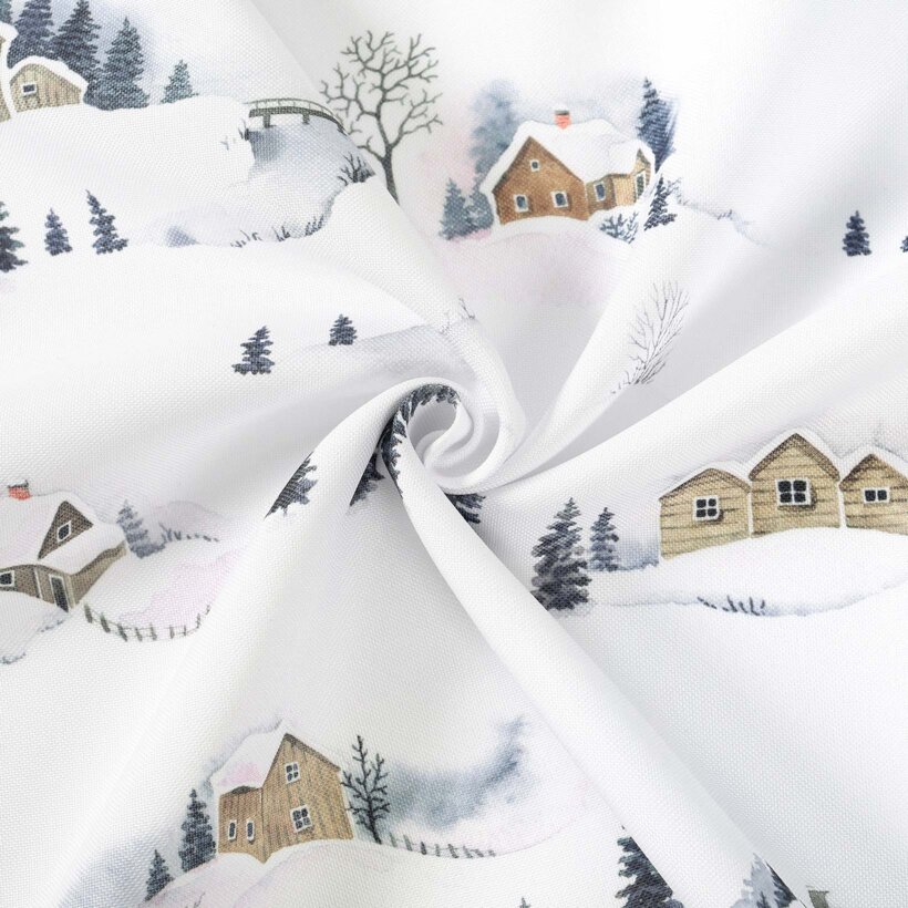 Weihnachtlicher Teflonstoff für Tischdecken – Winterlandschaft