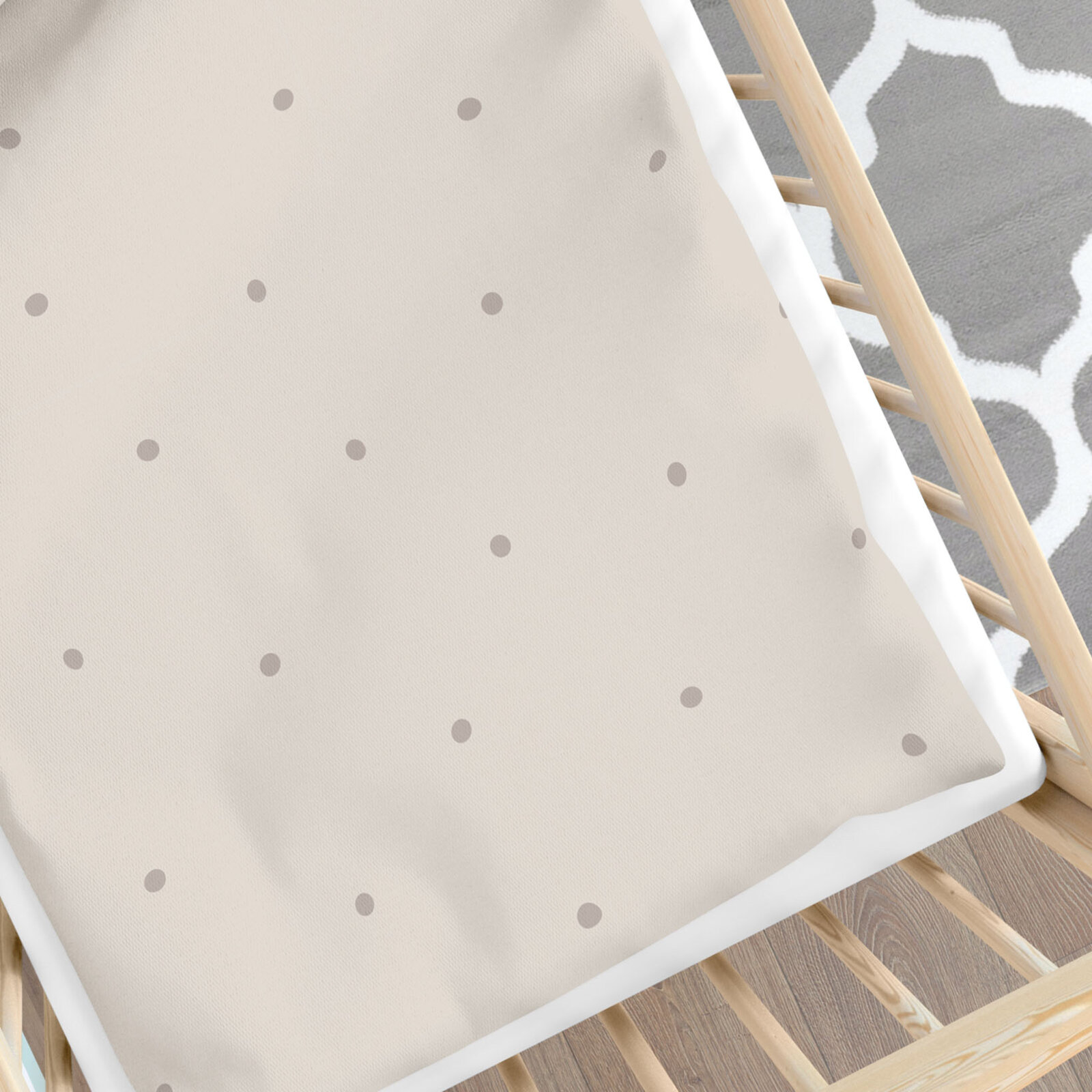 Bettwäsche für Babybetten aus Baumwolle - Pünktchen auf Beige