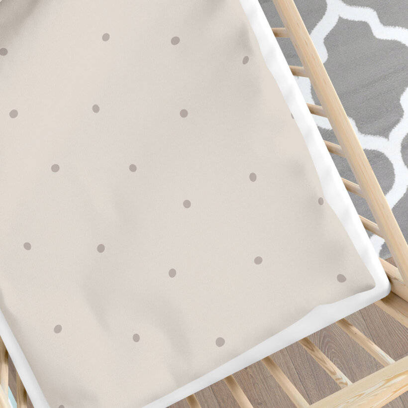 Bettwäsche für Babybetten aus Baumwolle - Pünktchen auf Beige