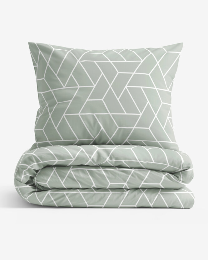 Bettwäsche aus Baumwolle - Mosaik auf Salbeigrün