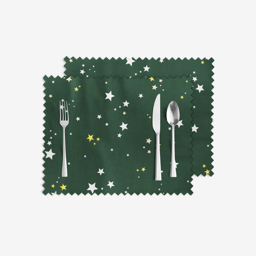 Weihnachtliches Teflon-Tischset - Sterne auf Grün - 2 Stück