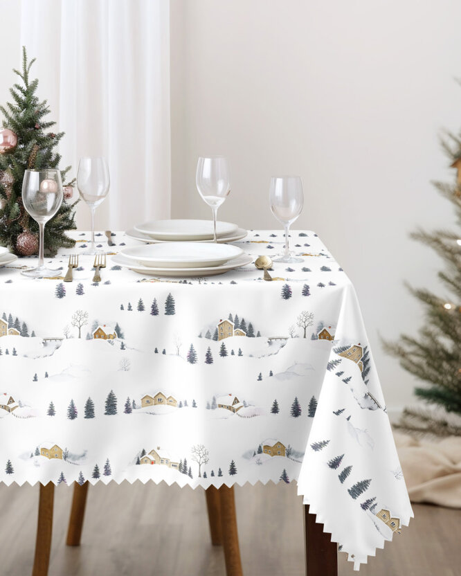Eckige Teflon-Tischdecke - Winterlandschaft