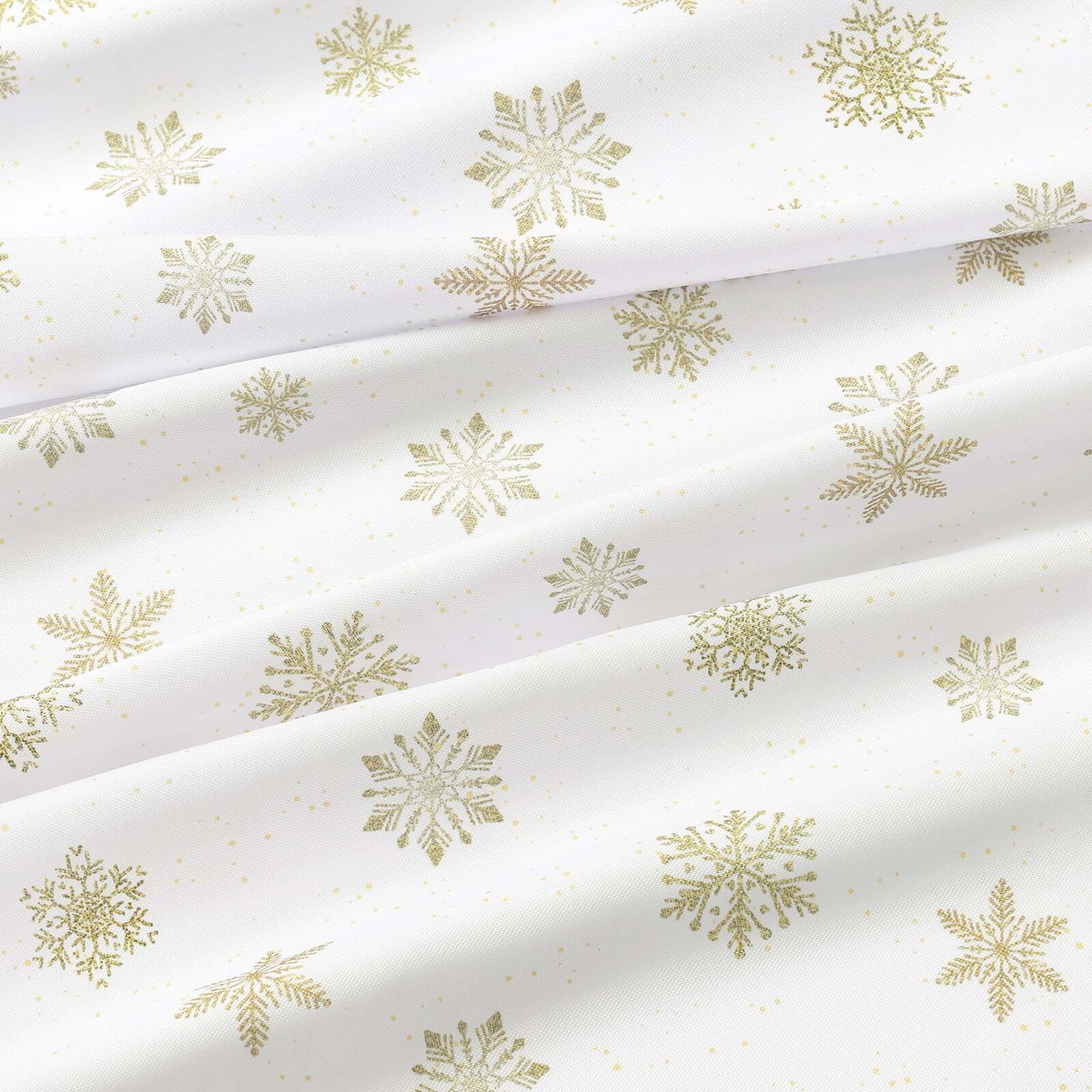 Ovale Weihnachts-Tischdecke Teflon - Goldene Schneeflocken