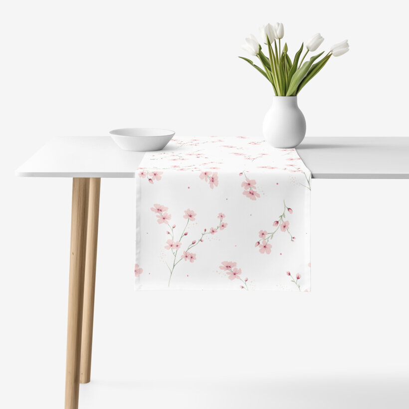 Tischläufer aus 100% Baumwolle - Blühende Sakura-Kirschbäume