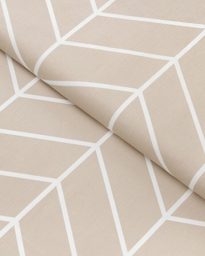 Baumwollstoff - Weißer Zickzack auf Beige