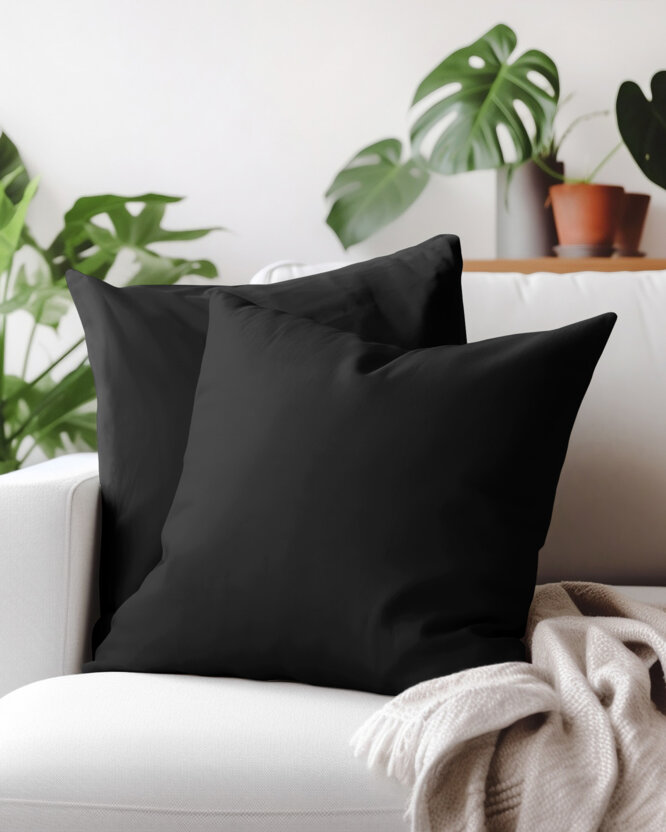 Kissenbezug aus Baumwolle - schwarz