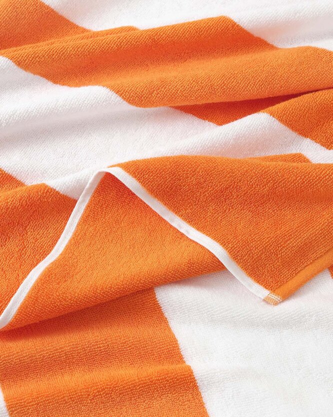 Strandtuch – Neonorange mit weißen Streifen