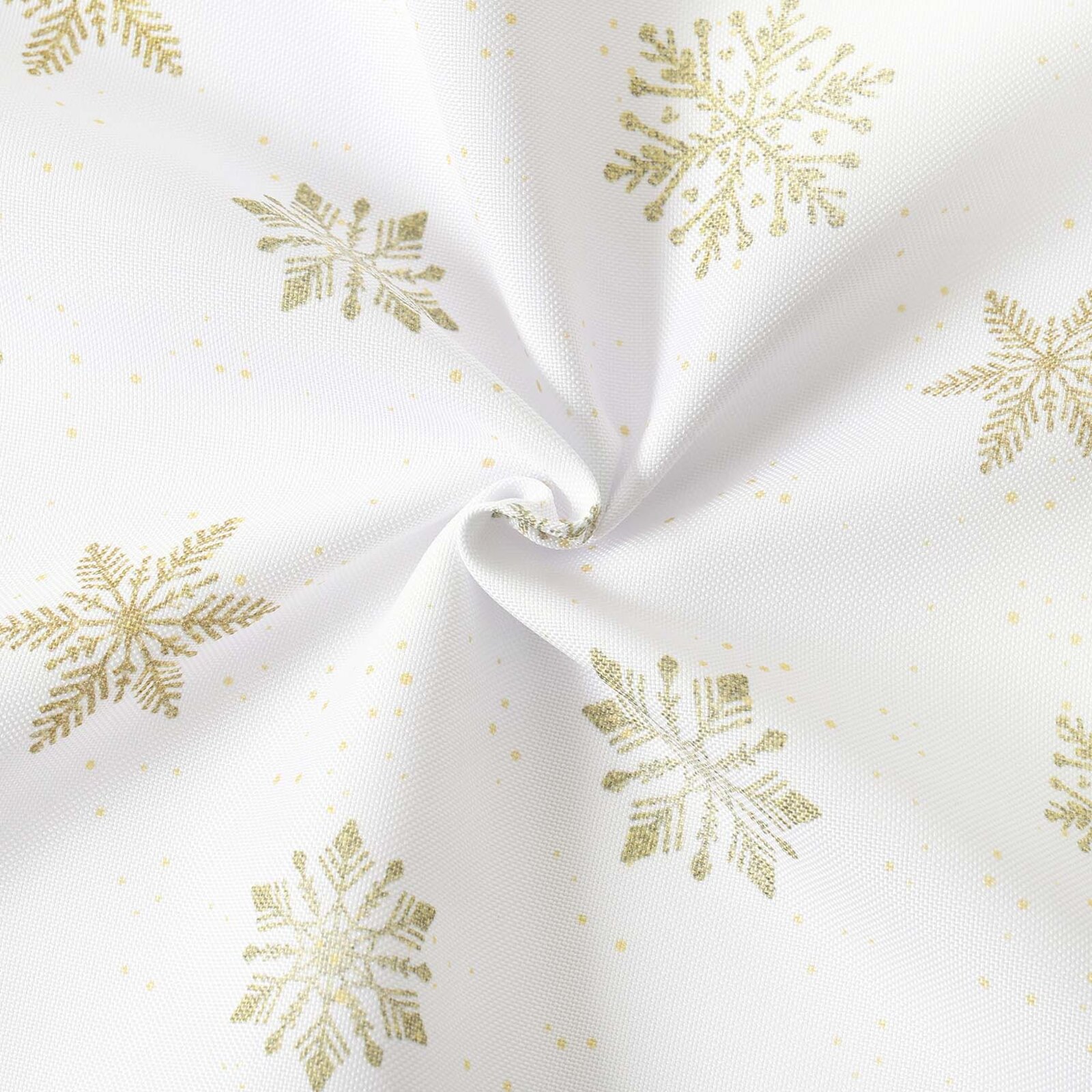 Weihnachtlicher Teflonstoff für Tischdecken – Goldene Schneeflocken