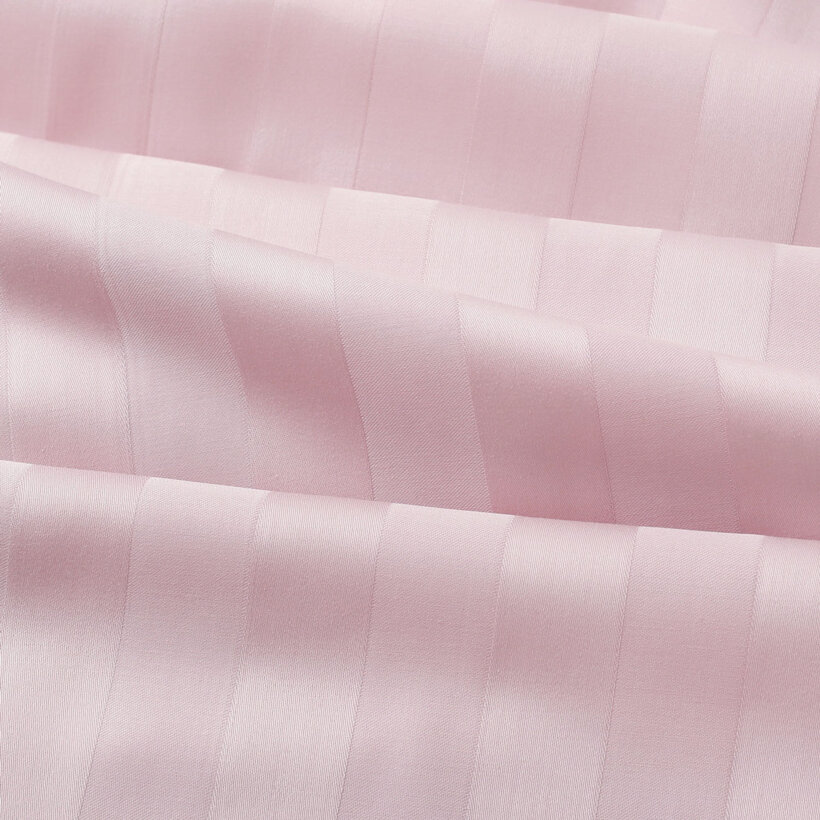 Spannbettlaken aus Damask - altrosa Streifen mit Satin-Glanz