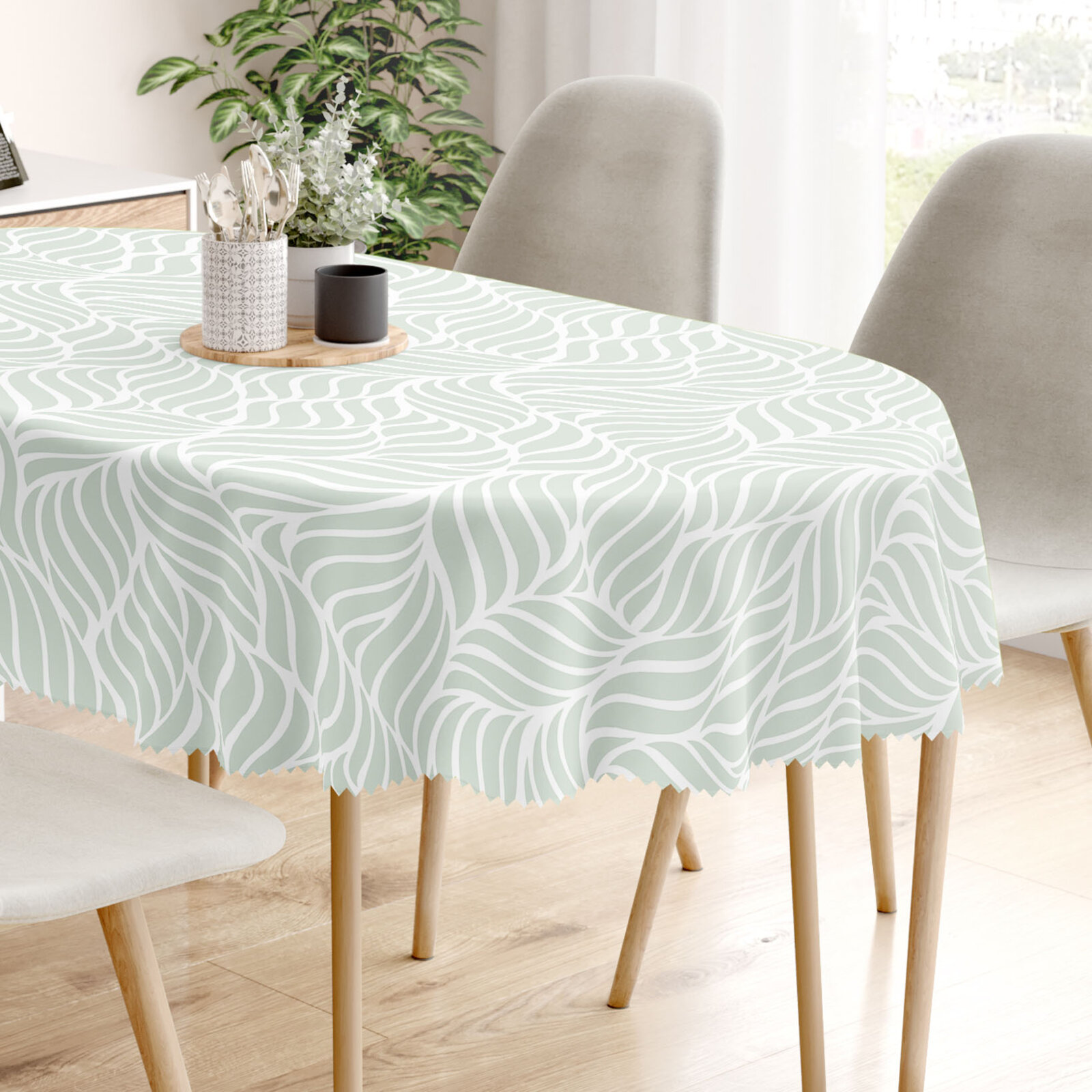 Ovale Tischdecke Teflon - Salbeilinien