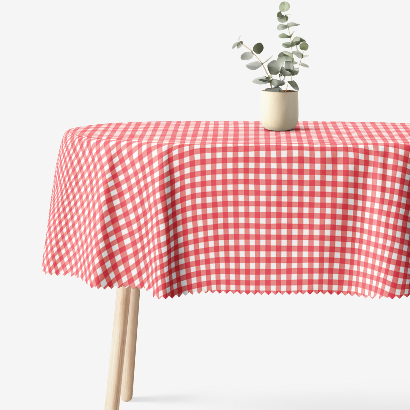 Ovale Tischdecke Teflon - rote Würfel