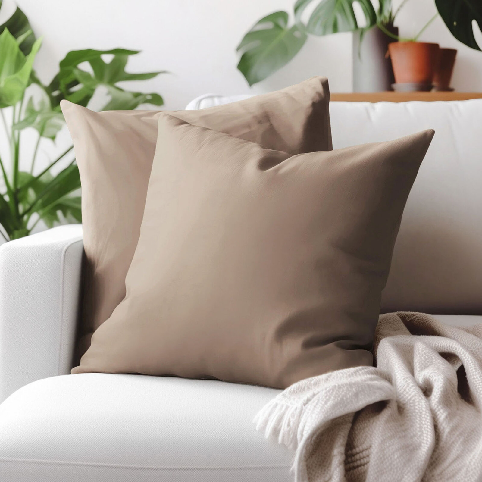 Kissenbezug aus Baumwolle - kaffeebraun