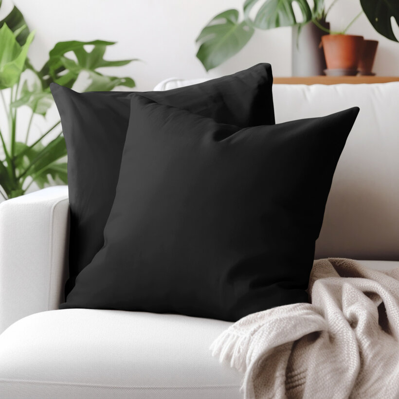 Kissenbezug aus Baumwolle - schwarz