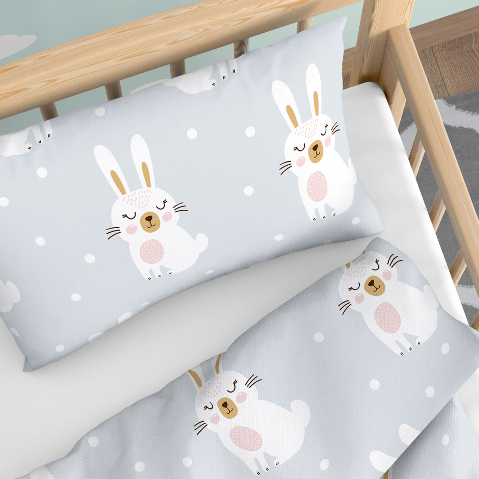 Bettwäsche für Babybetten aus Baumwolle - verträumte Kaninchen