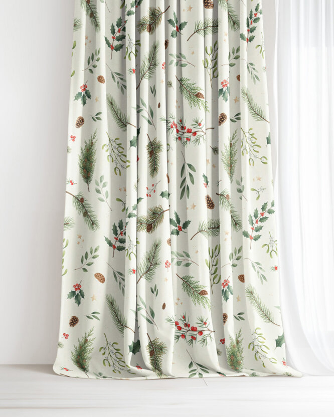 Weihnachtlicher Dekorativer Vorhang – Winterzweige