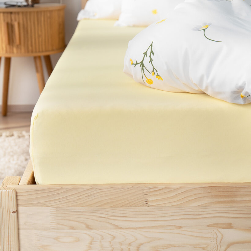 Bettlaken Jersey mit Gummiband  - Bananenfarbe