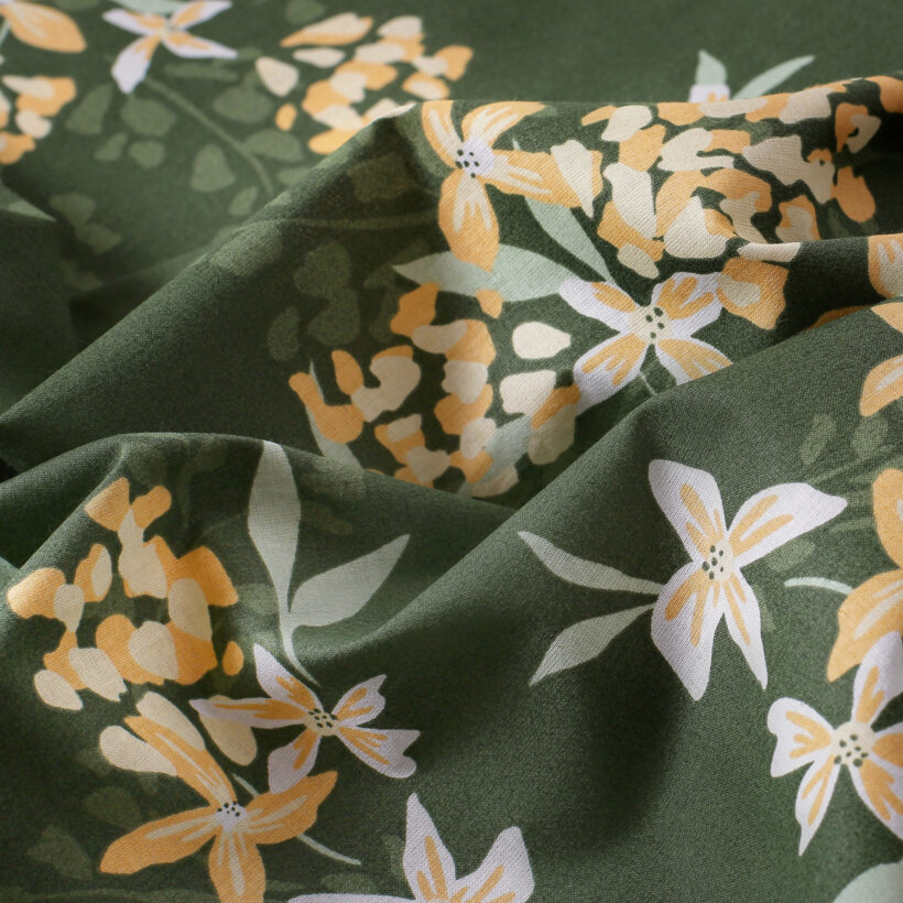 Baumwollstoff - apricotfarbene Blumen