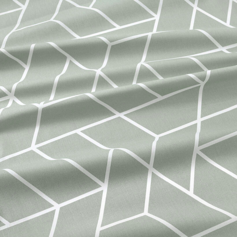 Vorhang aus Baumwolle - Mosaik auf Salbeigrün