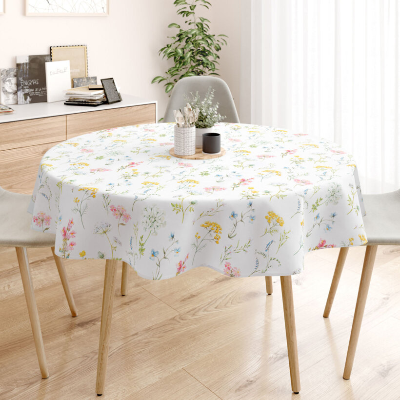 Runde Tischdecke 100% Baumwolle Deluxe - blühender Frühling