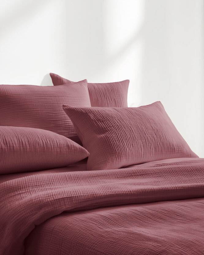 Musselin-Bettwäsche – burgunderrosa