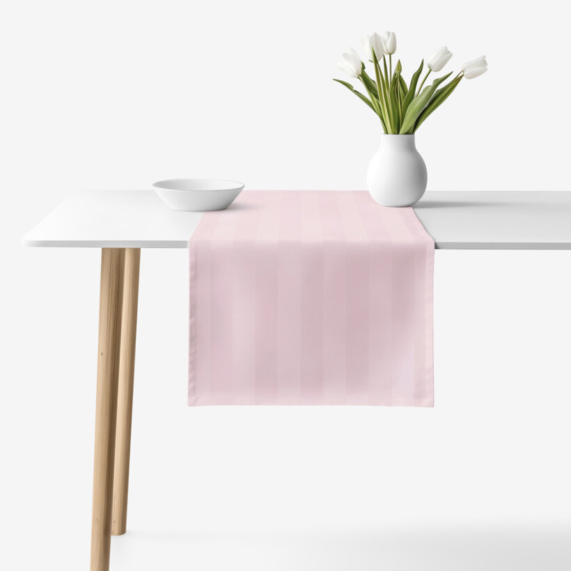 Festliche Damast-Tischläufer - altrosa Streifen mit Satin-Glanz