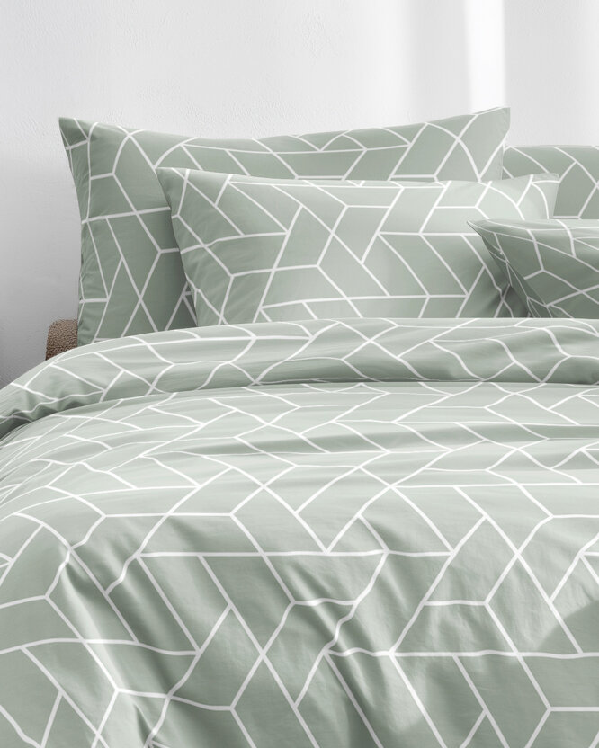 Bettwäsche aus Baumwolle - Mosaik auf Salbeigrün