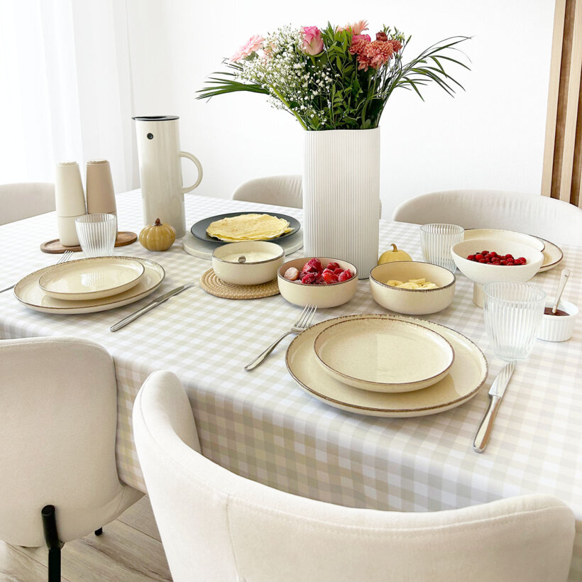 Eckige Tischdecke Teflon - beige Würfel