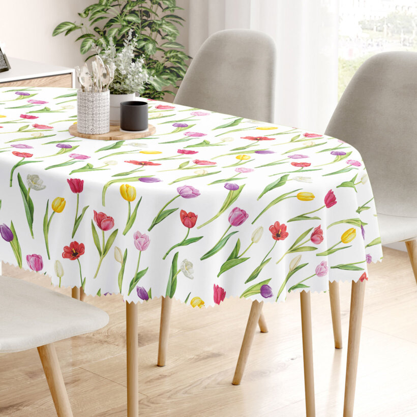 Ovale Tischdecke Teflon - Bunte Tulpen