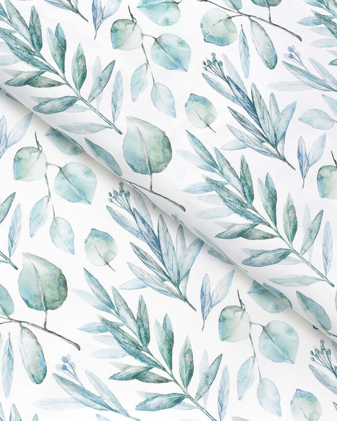 Baumwollstoff Deluxe - aquarelle Blätter