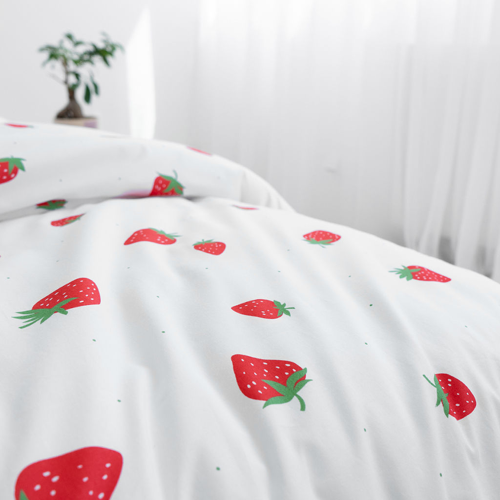 Bettwäsche aus Baumwolle - frische Erdbeeren