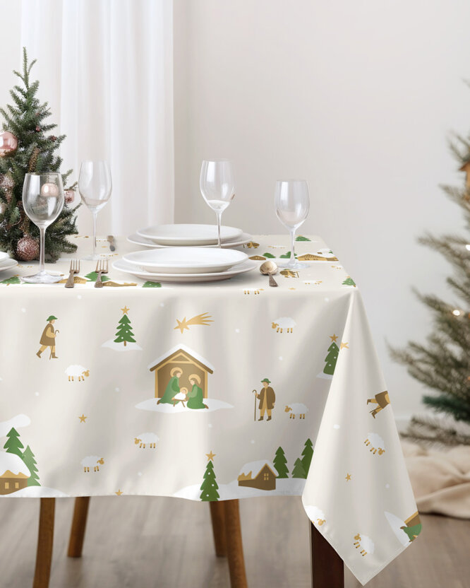 Eckige weihnachtliche Tischdecke 100% Baumwolle - Weihnachtslieder