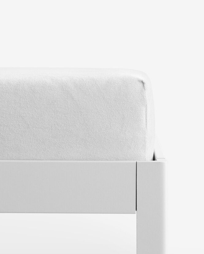 Bettlaken aus Frottee mit Gummiband - weiß