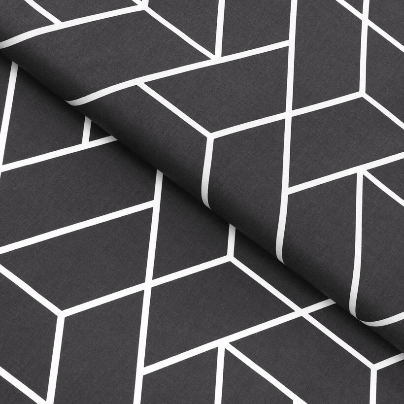 Baumwollstoff - Mosaik auf Dunkelgrau