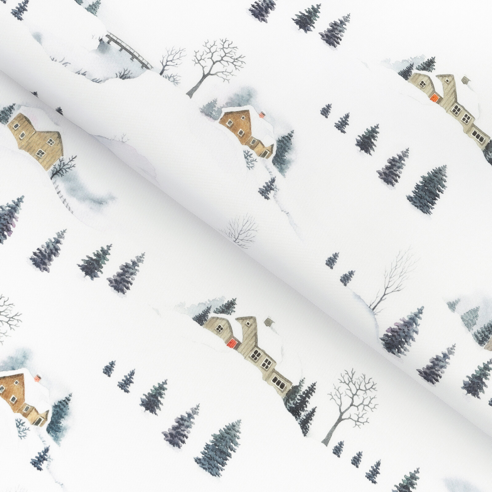 Weihnachtlicher Teflonstoff für Tischdecken – Winterlandschaft