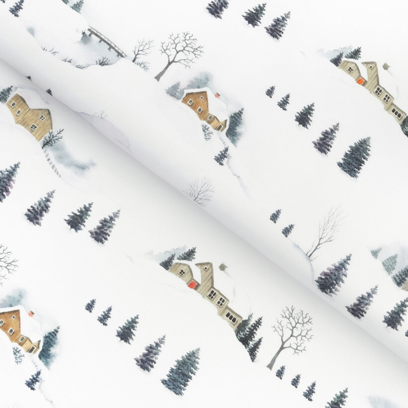 Weihnachtlicher Teflonstoff für Tischdecken – Winterlandschaft