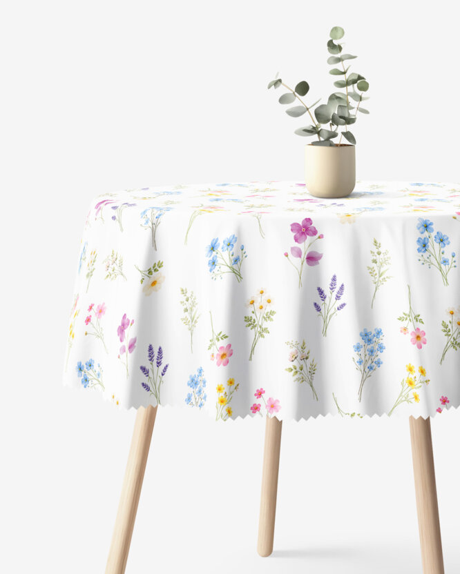 Runde Tischdecke Teflon - Blumengarten