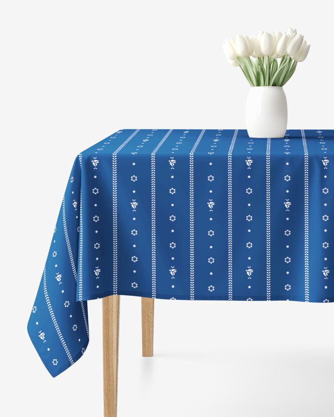 Eckige Tischdecke 100% Baumwolle - Blaue Folklore