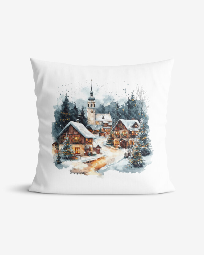 Weihnachtlicher dekorativer Kissenbezug - Winterdorf