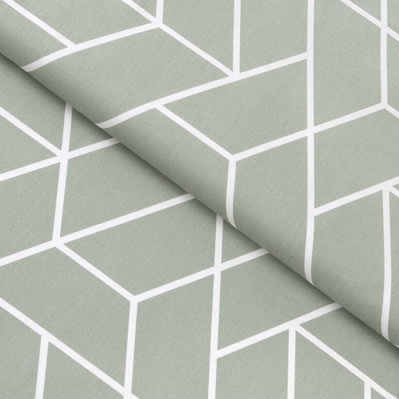 Baumwollstoff - Mosaik auf Salbeigrün