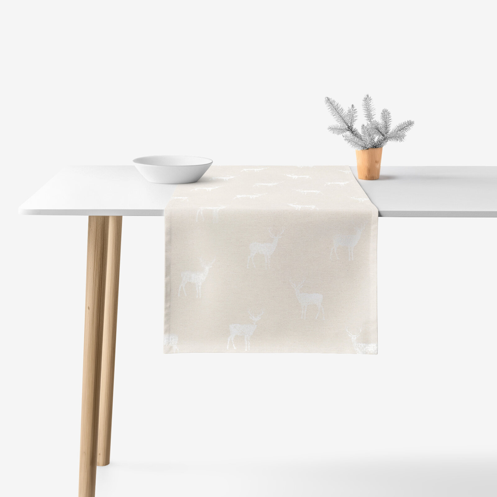 Weihnachtlicher Tischläufer Natura - Hirsche auf natürlichem