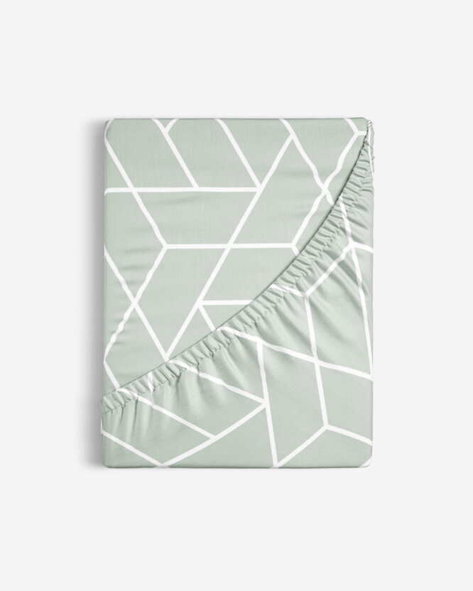Spannbettlaken aus Baumwolle - Mosaik auf Salbeigrün