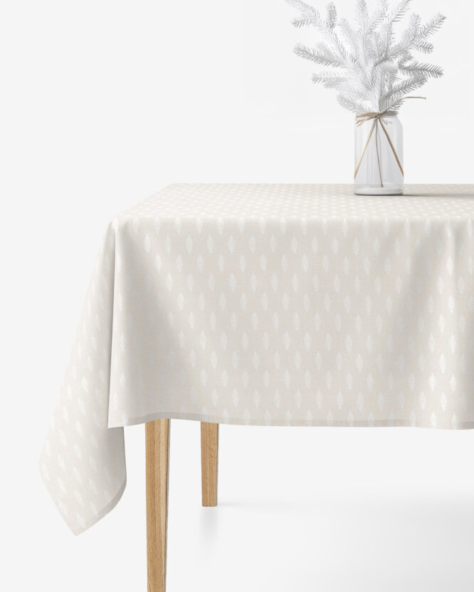 Weihnachtliche eckige Tischdecke Natura - Ästchen auf natürlicher