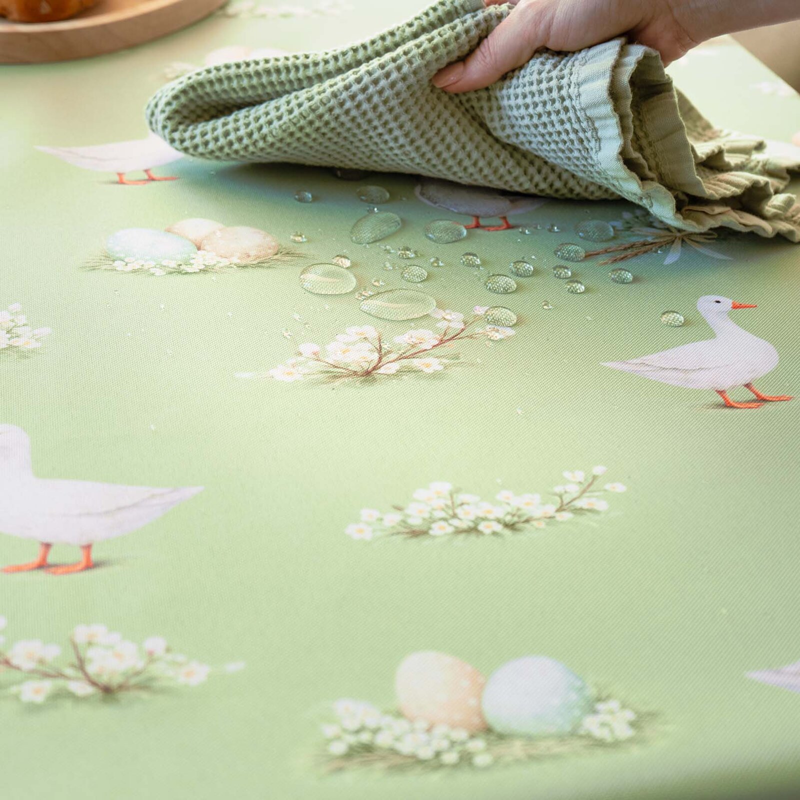 Ostern Eckige Teflon-Tischdecke - Gänse und Ostereier
