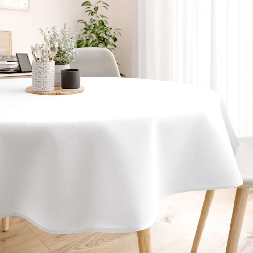 Runde Tischdecke 100% Baumwollköper - weiß